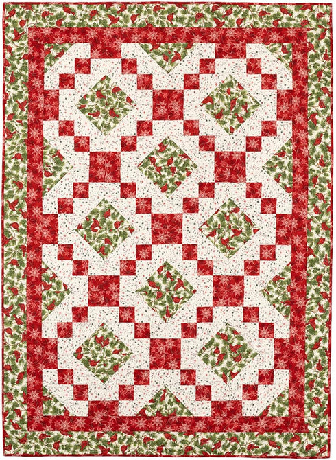 Fabric Cafe Quick Christmas 3-Yard Quilts Pattern - 8 Festive Designs for Lap, Twin, and Queen/King Sizes...
