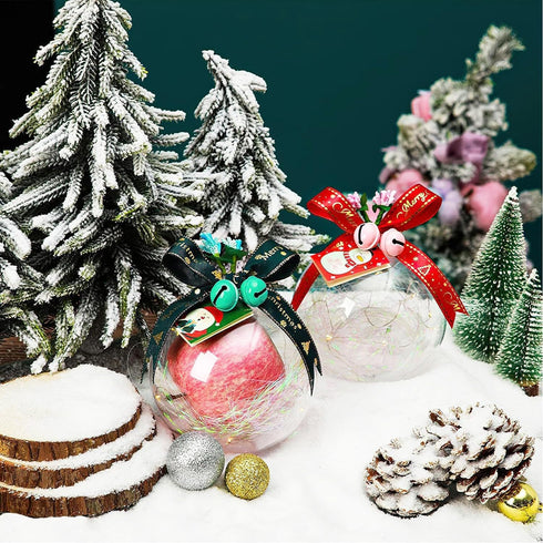 Clear Fillable Ornaments Ball, 25 PCS Transparent Plasti Craft Ornament Balls 5 Different Sizes for DIY Bath Bomb Mold Set and Party Decor...