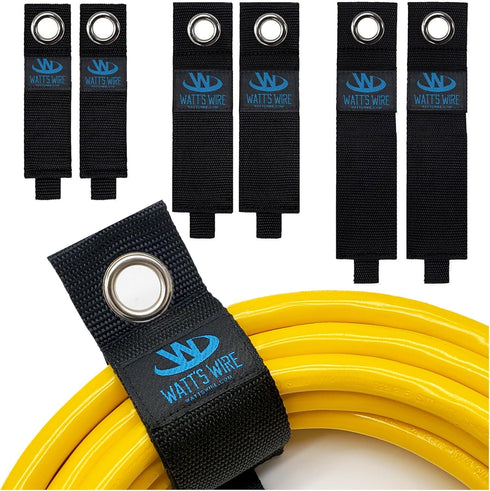 Heavy Duty Storage Straps - 6 Pack: 2 Medium, 2 Large, 2 XL - Extension Cord Ties - Storage Strap - By Watt's Wire...