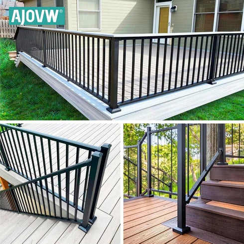 1Pcs 1.5" (1.5" Post/4" Base) Aluminum Post Base Cover, Suitable for iron Stair railings, Balcony railings, Post Skirt Covers (Black)...