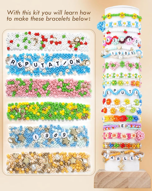 DoDoBeads Bracelet Making Kit, 10000 Pcs 3mm Glass Seed Beads for Jewelry Making - Friendship Bracelet Kit with Letter Beads, Pearl Beads, DIY Art...