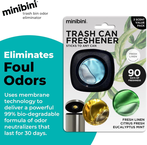 Flint Minibini Trash Can Deodorizer and Odor Eliminator, Garbage Can Air Freshener and Odor Control Up to 30 Days, Device Plus Refill...