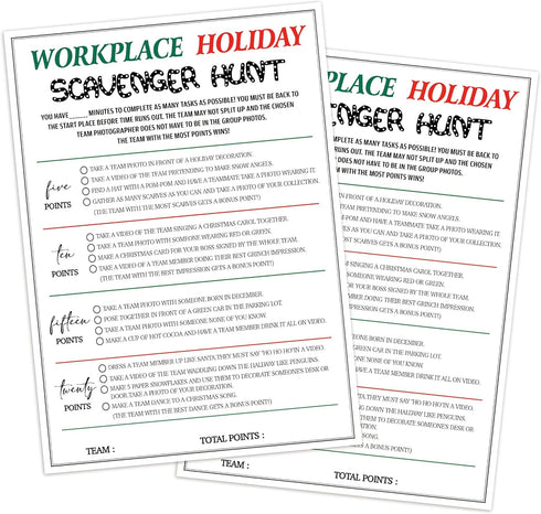 Office Christmas Scavenger Hunt Game, Set of 20 Pieces Game Cards, About Christmas Content, Workplace Christmas Party Game, Office Team Building G...