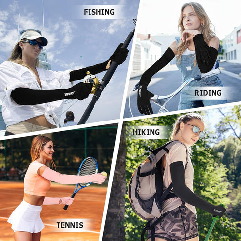 3 Pairs UV Long Sun Gloves Women's Touchscreen Arm Sun Driving Gloves Non Slip Full Finger Protective Gloves UPF 50+ for Outdoor Sports Cycling...