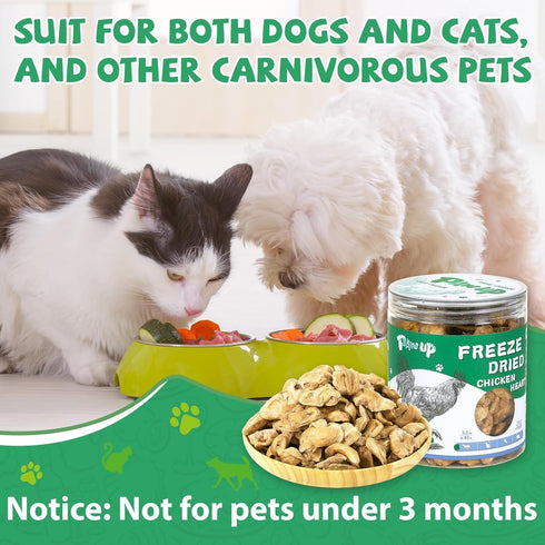 Freeze Dried Chicken Heart Pet Treats, High Protein Freeze-Dried Pet Food for Dogs, Cats, Fresh Ingredient, 3.2oz, Rawhide Free, Gluten&Grain Free...