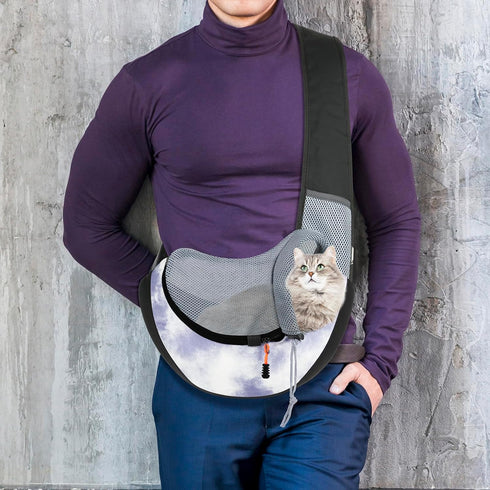 Cosmos Pet Dog Sling Carrier Breathable Mesh Pet Sling Bag Travel Pet Safe Carrier Hand Free Puppy Satchel with Padded Strap and Safety Rope for S...