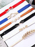 6 Pieces Women Skinny Waist Belts Stretch Waist Buckle Belts Thin Elastic Waist Cinch Belts Retro Faux Leather Waist Band with Metal Buckle for Wo...
