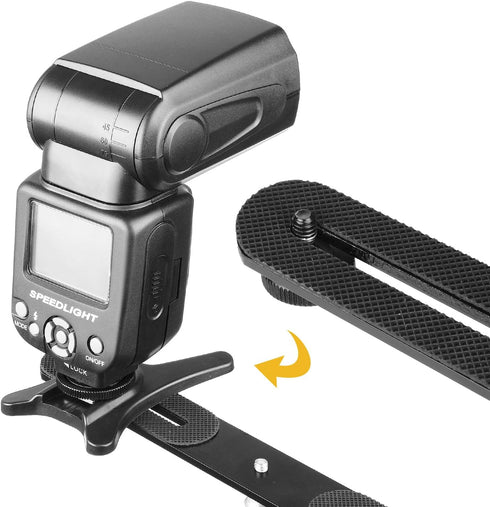 ChromLives 1/4'' Dual Camera Mount Flash Bracket Extension Bar 10.6'' Straight Flash Bracket Tripod Mount Bracket for DSLR Camera LED Light Flash ...