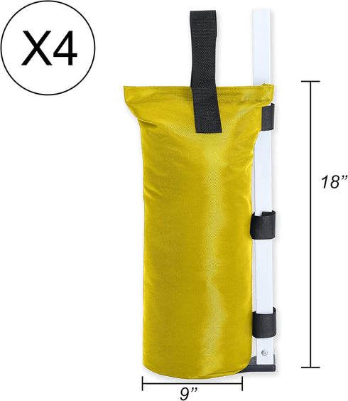 ABCCANOPY 112 LBS Extra Large Canopy Sand Bags, 4-Pack, Yellow (Without Sand)...