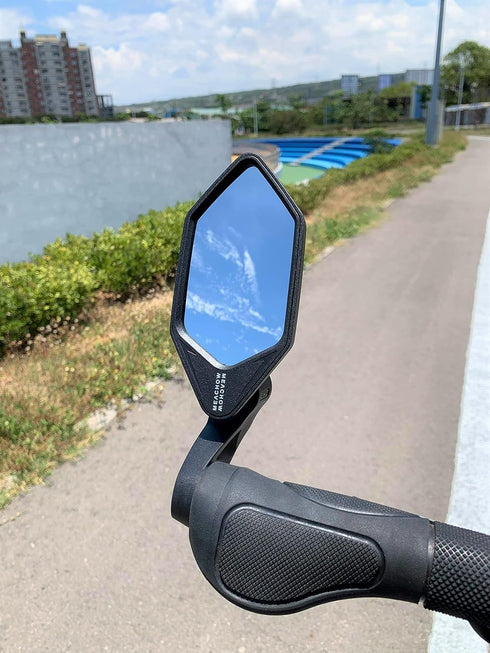 MEACHOW New Bar End Bike Mirror, Crystal UHD Automotive Grade Glass Lens E-Bike Mirrors, Scratch Resistant, Safe Rearview Mirrors, (Silver Left Si...