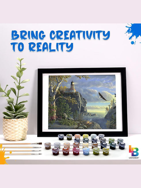 Ledgebay DIY Paint by Numbers Kit for Adults Unframed Canvas: Beginner to Advanced Paint by Numbers Kit Kits Include Acrylic Paint Set 4 Brushes &...