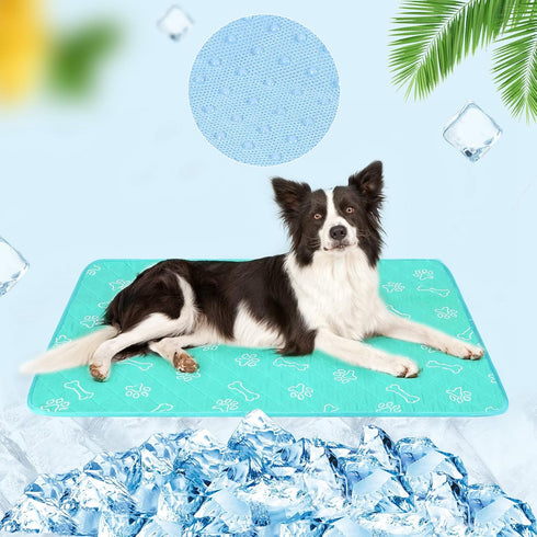 BEAUTYZOO Upgraded Dog Self Cooling Mat Ice Silk Chill Pads for Small Medium Large Dogs - Summer Reusable Pet Training Pad - Absorbent Non-Slip Co...
