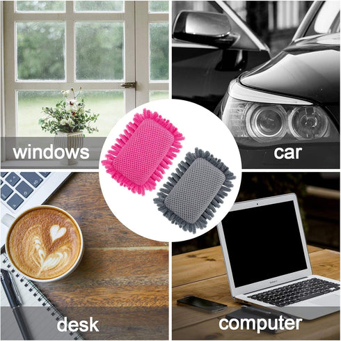 2 Pieces Microfiber Shag Whiteboard Eraser Dry Erase Eraser Washable Board Eraser for Chalk, Markers, Classroom, Home and Office (Grey, Pink)...