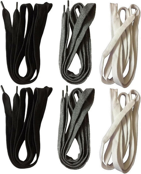 3 Pair 14 mm x 55" Hoodie Drawstring Cord Replacement – Flat Cotton Rope White, Black, Grey for Sweatpants, Joggers, Casual Pants, Gym Shorts, Pan...
