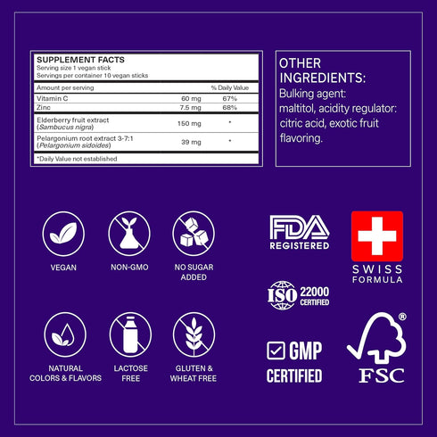 Safeguard Complex | Elderberry Travel Immune Booster | Combat Cold & Flu Symptoms Faster | Relieves Cough | Enhanced with Pelargonium, Vitamin C &...