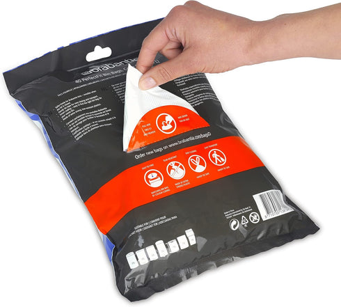 Brabantia PerfectFit Trash Bags (Size D/4.4-5.3 Gal) Thick Plastic Trash Can Liners with Drawstring Handles (40 Bags)...
