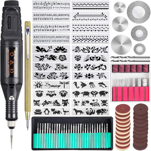 108 Pcs Engraving Tool Kit, Multi-Functional Electric Corded Micro Engraver Etching Pen DIY Rotary Tool for Jewelry Glass Wood Ceramic Metal Plast...