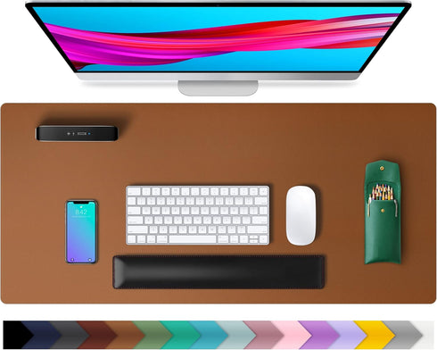 Leather Desk Pad Protector,Mouse Pad,Office Desk Mat, Non-Slip PU Leather Desk Blotter,Laptop Desk Pad,Waterproof Desk Writing Pad for Office and ...