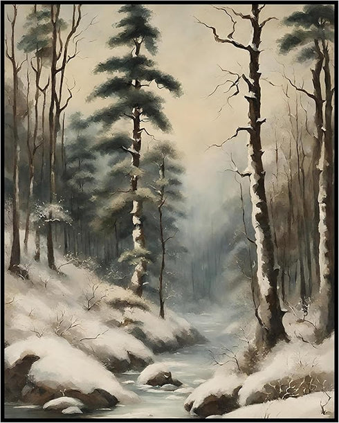 Posterizer 1 pcs-beautiful snowy scenary in winter -6-Landscape & Nature Art-GIft for Men Women Teens-Living Room Bedroom Decor- unframed wall art...