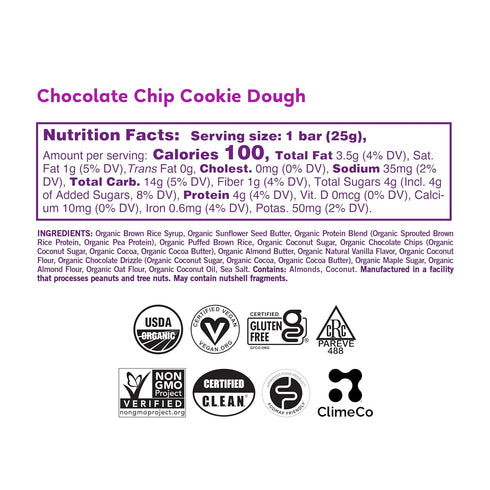 GoMacro Kids MacroBar Organic Vegan Snack Bars - Chocolate Chip Cookie Dough (0.90 Ounce Bars, 7 Count)...
