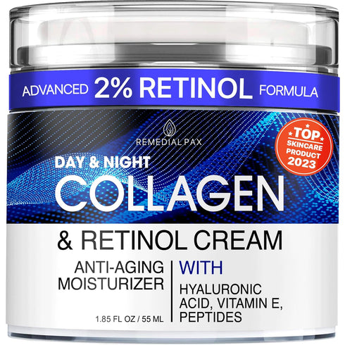 REMEDIAL PAX Collagen Cream for Face with Retinol and Hyaluronic Acid, Day and Night Anti Aging Skincare Facial Moisturizer, Hydrating Face Lotion...