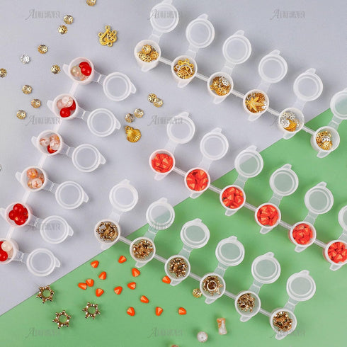 AUEAR 60 Pieces Empty Paint Pot 10 Strips Mini Container with Lid Clear Acrylic for Schools Classrooms Paintings Art Festivals (3ml/ 0.1oz)...