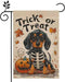 Halloween Garden Flags for Outside 12x18 Inch Double Sided Burlap, Trick or Treat Dachshund Garden Flag Halloween Dog Skeleton Decorations for Hom...