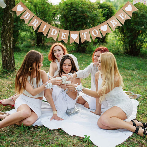 Blulu 3 Pieces Bridal Shower Decor Set Rustic Burlap Bunting Banner Gifts for Bachelorette Party Decoration(Black)...