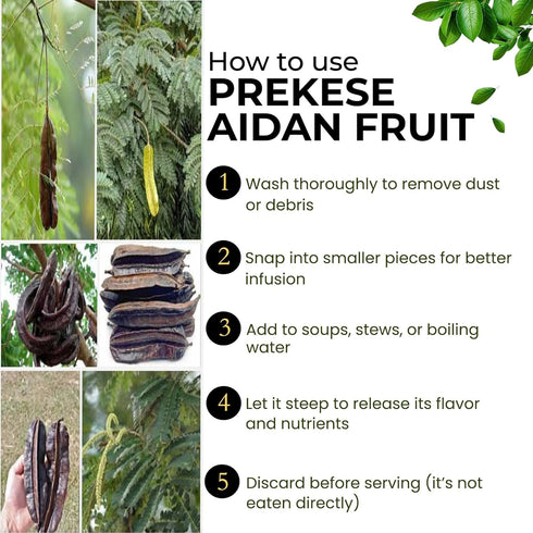 Herb To Body Prekese Aidan Fruit Organic - 5 Whole Pods, Tetrapleura Tetraptera, African Dried Herbs for Herbal Tea and Seasoning, Aidan Fruit fro...