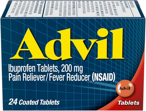 Advil Pain Reliever and Fever Reducer, Ibuprofen 200mg for Pain Relief - 24 Coated Tablets...