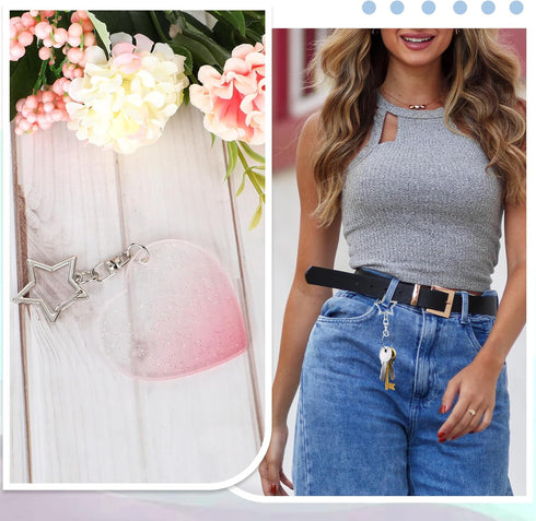 50 Pcs Silver Star Shaped Spring Snap Keychain with Chain Hanging Buckle and Open Jump Ring Star Lobster Claw Clasp Star Keychain Clip for DIY Cra...