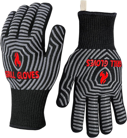 BBQ Gloves, 1472? Extreme Heat Resistant, Silicone Non-Slip Oven Mitts, Kitchen Gloves for Grilling, Cooking, Baking-1 Pair… (One Size Fits Most, ...