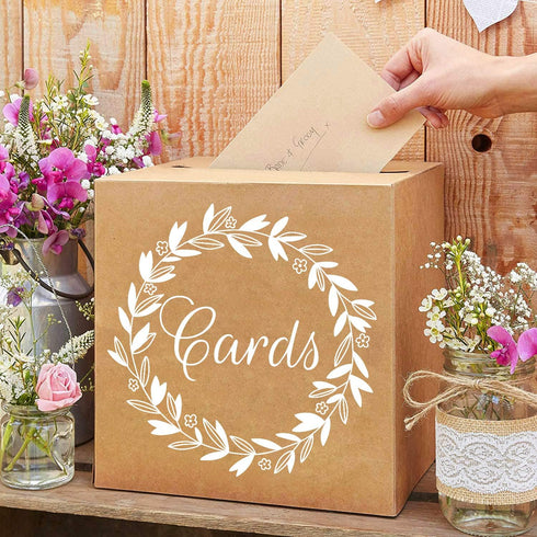 KALEFO Kraft Card Box Wedding Favors Post Boxes Cardboard Wedding Party Decor Table Centerpiece...