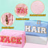 3 Pcs Chenille Letters Preppy Makeup Bag Bulk Set Corduroy Hair Face Skin Cosmetic Pouch Cute Toiletry Travel Organized Bag with Zipper for Women ...