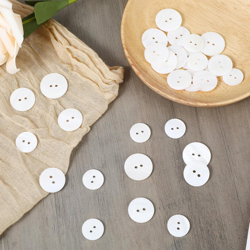 30 Pcs Mother of Pearl Buttons 15mm/18mm/20mm White Genuine Mother of Pearl Buttons Set 2 Holes Bulk Natural Mop Pearl Shell Buttons for Shirt Swe...