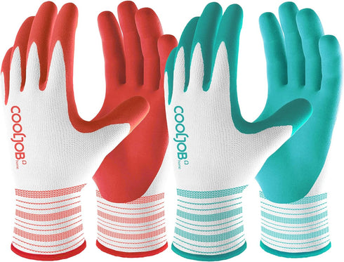 COOLJOB Gardening Gloves Best Gift for Women Ladies, 6 Pairs Breathable Rubber Coated Yard Garden Gloves, Outdoor Protective Work Gloves with Grip...