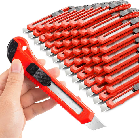 DIYSELF 30 Pack Box Cutter Retractable, 18mm Box Knife, Utility Knife Retractable with Snap Off Blade, Automatic Retractable Knife, Box Cutter Kni...