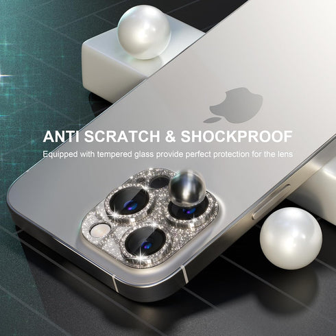 Choiche Compatible for iPhone 15 Pro/iPhone 15 Pro Max Camera Lens Protector, Bling Camera Cover with 9H Tempered Glass Lens Screen Protector Meta...