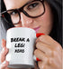3dRose "Break A Leg Xoxo Theater, Actor, Show Business Good Luck Message Note" Two Tone Red Mug, 11 oz, Red...