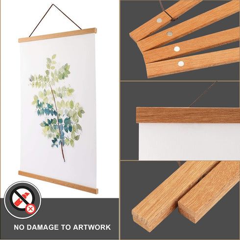 WITCOLOR Magnetic Poster Hanger Frame, Teak Magnet Poster Frame 18x24 18x12 18x18 for Posters,Paintings, Photos, Maps, Scrolls, Picture, Canvas Wo...