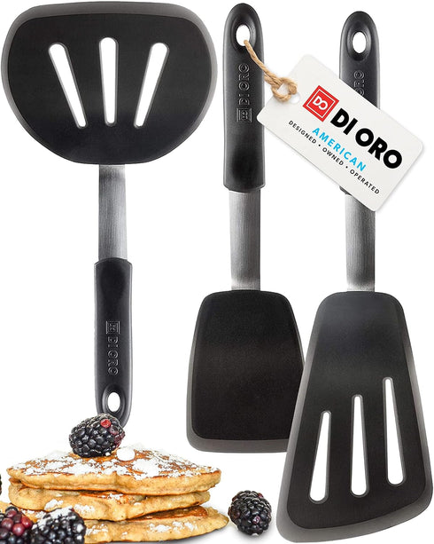 DI ORO - Chef Series FLEX Silicone Spatula 600ºF Heat-Resistant Flexible Silicone Rubber Turner Spatulas (3-Piece Set)...