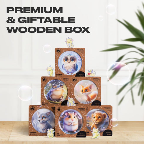 UNIDRAGON Original Wooden Jigsaw Puzzles for Kids Ages 3-5 — Bubblez Owl — 30 Pieces Puzzle Round Shape 9.8×9.8 Inches Toddler Kids Activities Tin...