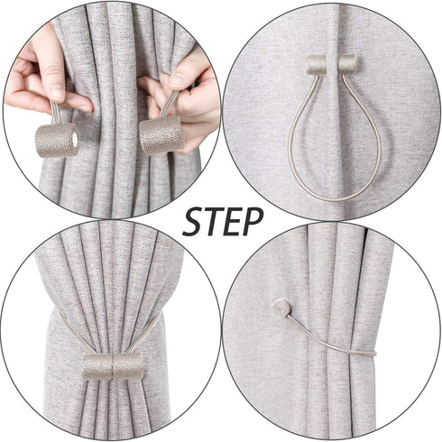 Curtain Tiebacks Clips VS Strong Magnetic Tie Band Home Office Decorative Drapes Weave Holdbacks Holders European for Blackout Sheer Window Treatm...