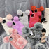 LUVI for iPhone 12 Pro Max Plush Furry Case Fuzzy Fluffy Ball Rabbit Faux Fur Hair Cute Cartoon Bear Ear with Bling Glitter 3D Diamond Bowknot Cam...