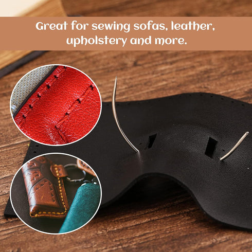 Heavy Duty Hand Sewing Needles Kit, 14Pcs Sewing Leather Needle Set, Upholstery Needles, Leather Sewing Needles with Curved Needle Triangular Need...