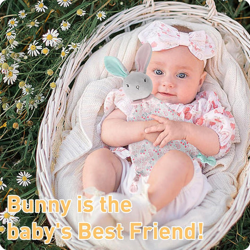 Baby Loveys Bunny Cozy Plush Sensor Security Nursery Blanket Soft Snuggle Toy Stuffed Animals Rabbit Lovies Neutral Presents for Newborns Infant B...