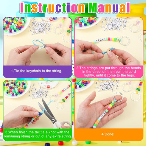 Landical 540 Pcs DIY Bead Keychain Kit Key Chain Making Crafts Adjustable Letter Beads Strings Mama Keychain Gifts Alphabet Bead Jewelry Key Ring ...