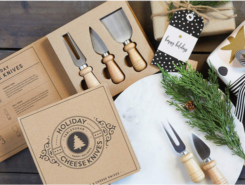 Santa Barbara Design Studio Gift Set Kitchen Essentials Holiday Collection Kraft Cardboard Book Gift Box, 3-Pieces, Cheese Knives...