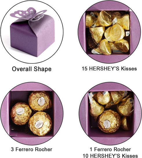 Kslong 50pcs Purple Butterfly Favor Boxes Girl Baby Shower Butterfly Candy Box Decoration Party Birthday Wedding Small Gift Boxes (Purple)...