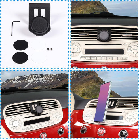 Car Phone Mount Fit for Fiat 500 2010 2011 2012 2013 2014 2015,Phone Mount for Car Vent,Dashboard Hands Free Car Phone Holder Mount,Retractable St...